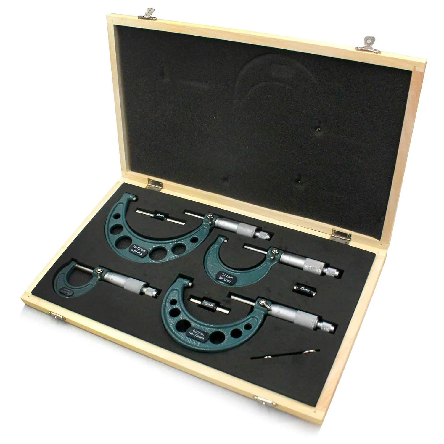 Outside Micrometer Set 0-100mm/0.01mm Precision Machinist Tool with Carbide Tips