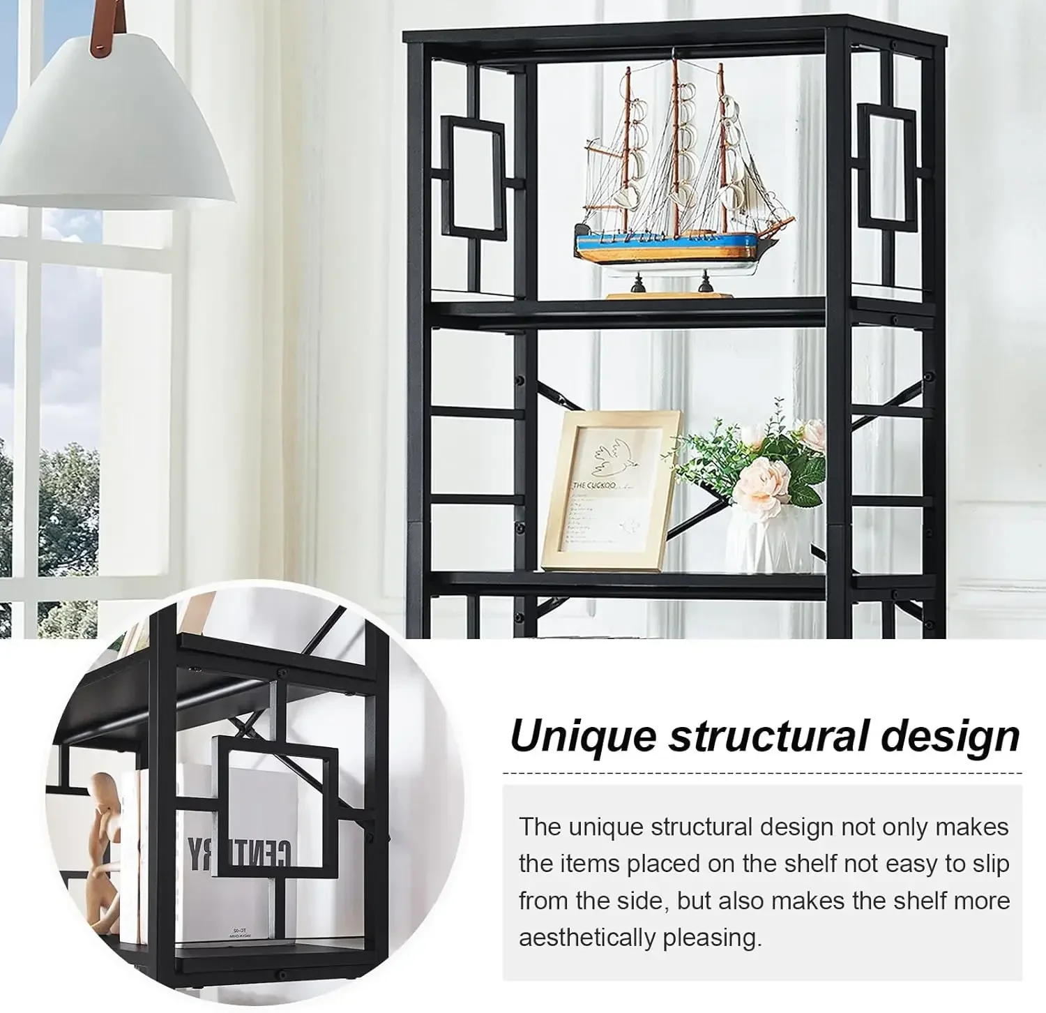 베스트셀러, 지금 구매하세요! 프리미엄 대형 책장, 금속 프레임과 개방형 선반이 있는 산업용 책장, 6단 금속 책장