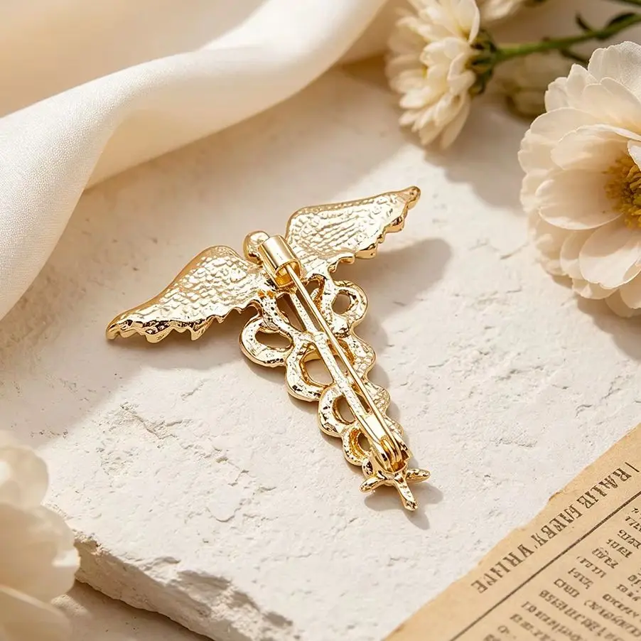 Customize European And American Retro Creative Brooch Snake Shaped Scepter Angel Wing Brooch Available For Picture Custom Brooch view 4