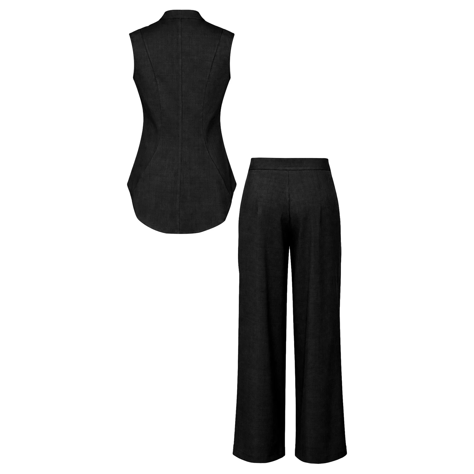 Women Pants Suits 2-piece Communte Outfit V-neck Vest Sleeveless Blazer with Pants for Business Communting OL Lady Workwear