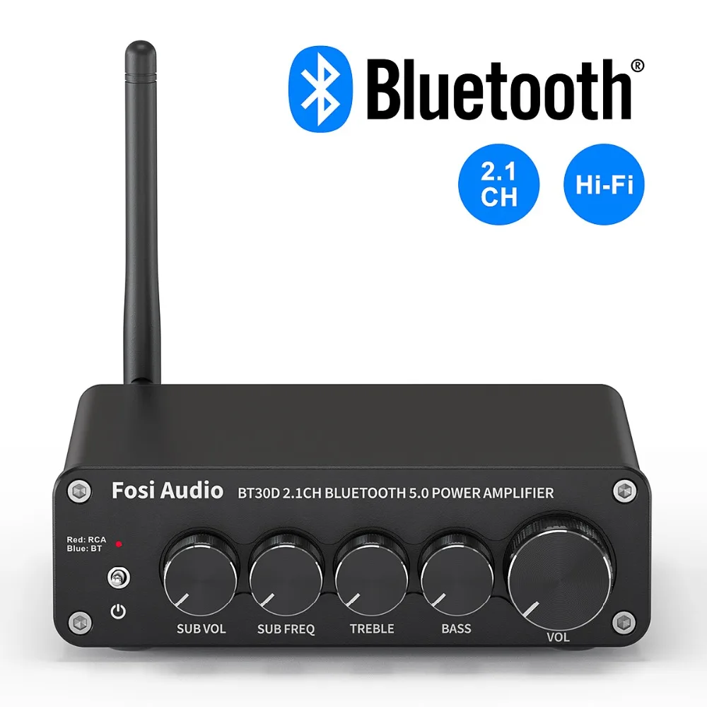 Audio Amplifier FOSI BT30D Bluetooth Sound Power Speaker Transmitter 2.1 Channel Bass & Treble Control Amp Audio Subwoofer