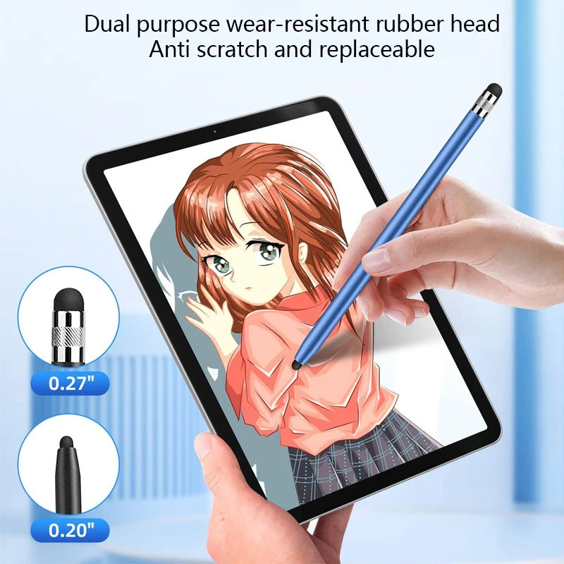 قلم رصاص عالمي عالي الجودة مزدوج من السيليكون برأس شاشة سعوية تعمل باللمس قلم Caneta بالسعة للهواتف الذكية اللوحية ﻿