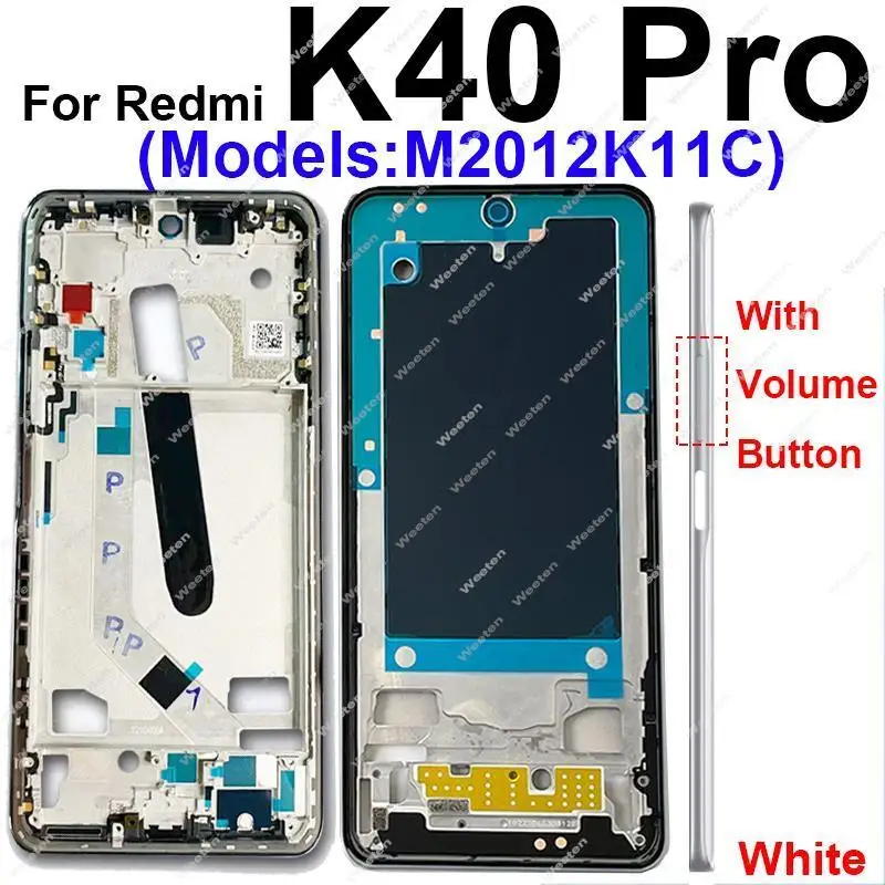 Penutup bingkai Tengah untuk Xiaomi Redmi K40 K40 Pro K40S kerangka tengah LCD bingkai pelat Bezel pengganti Panel