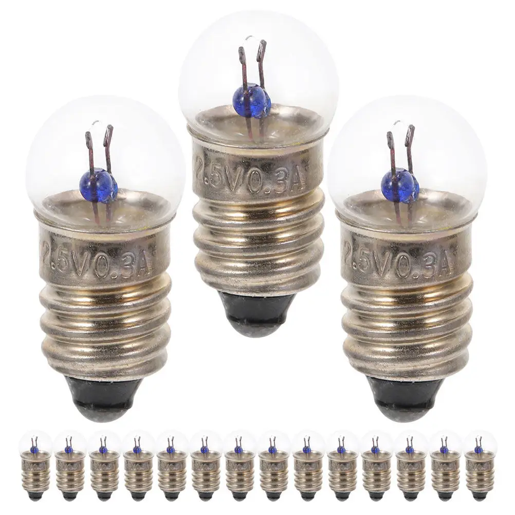25Pcs Tiny Screw Base Light Bulbs E10 Miniature 2.5V Bright Clear Glass Bulbs for Physical Science Teaching Electrical