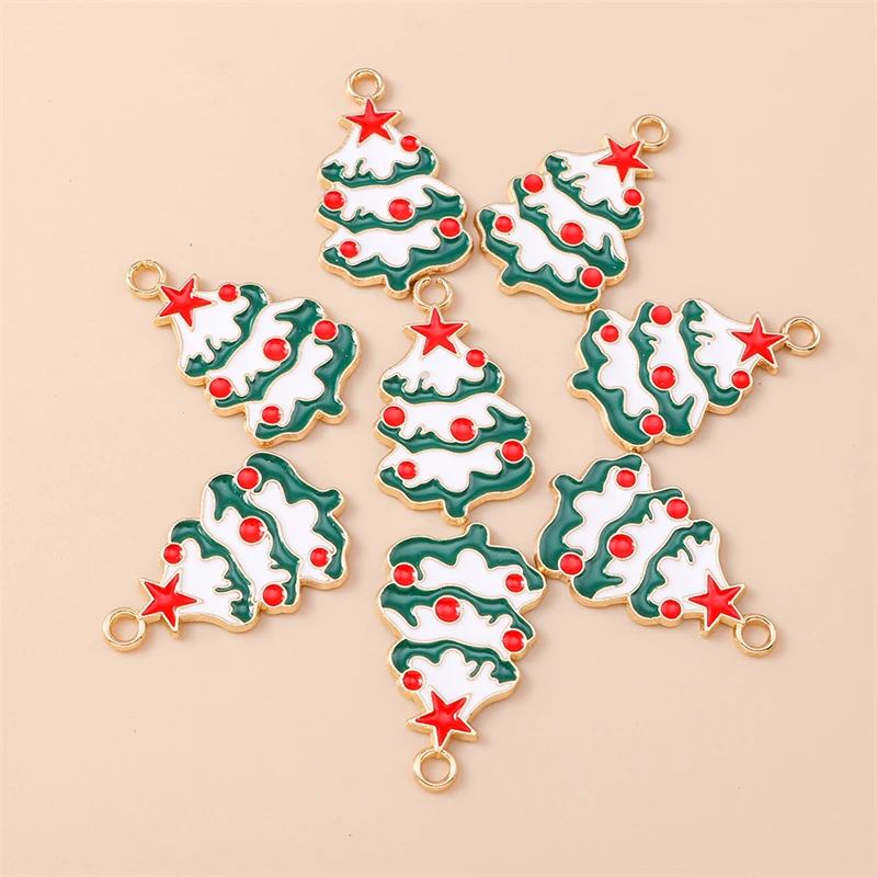 

20pcs 17x30mm Cute Enamel Christmas Tree Charms Pendants for Jewelry Making Drop Earrings Necklaces Bracelets DIY Craft Supplies