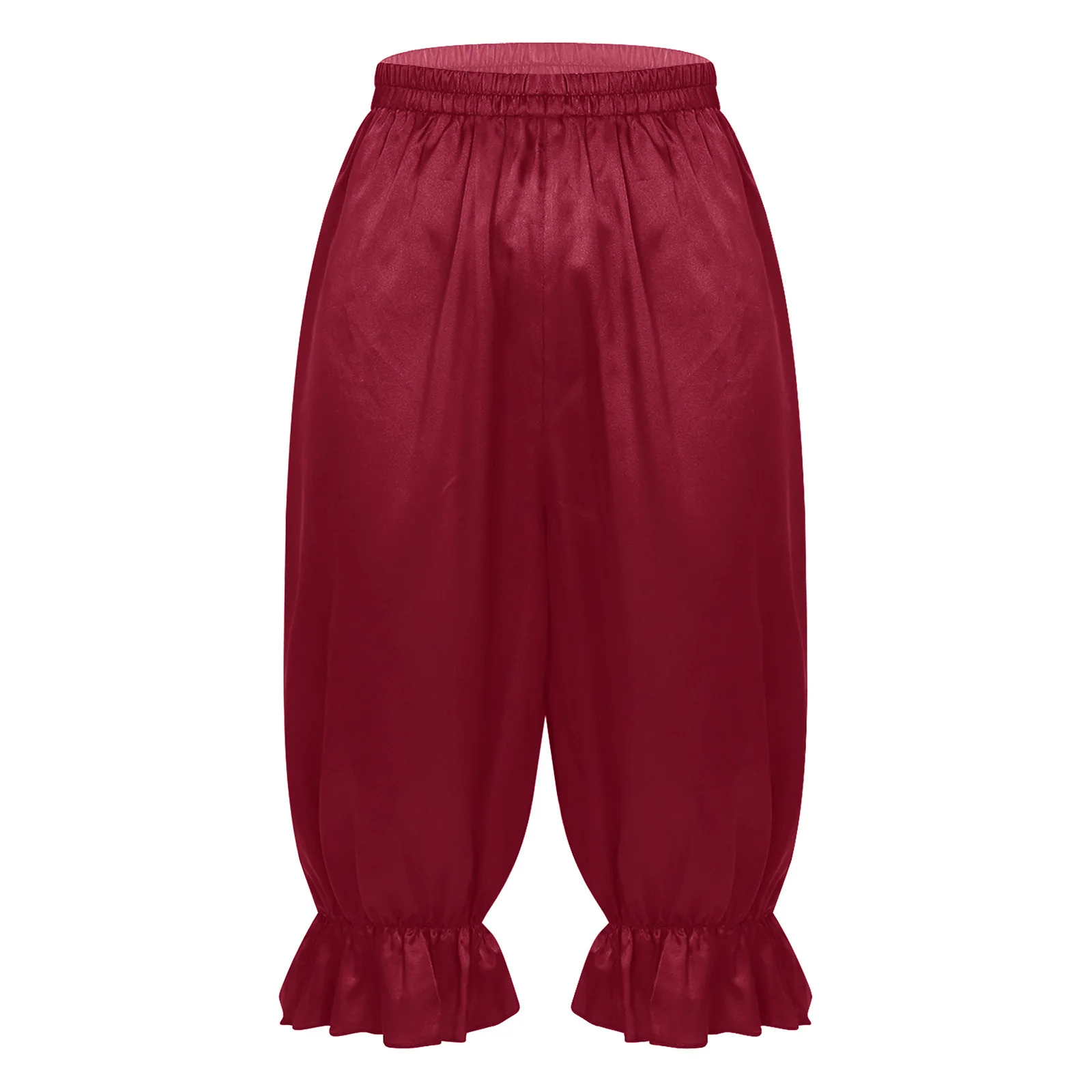 Women Vintage Victorian Pumpkin Shorts Gothic Pantaloons Costume Arabian Bloomers Layered Ruffle Lace Trim Loose Bloomers Shorts