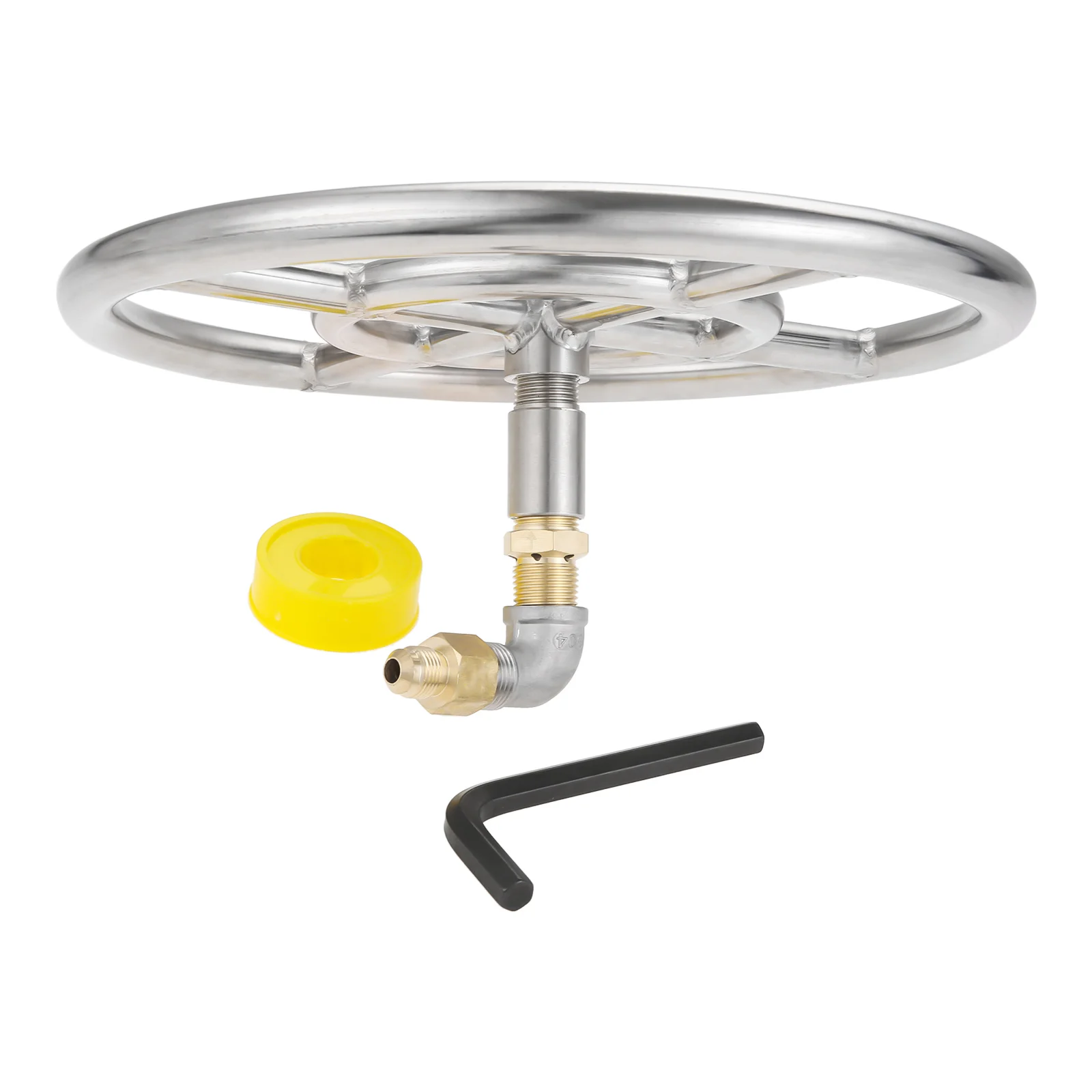 1 Set Dual-Ring Round Fire Pit Burner Stainless Steel with 1/2\