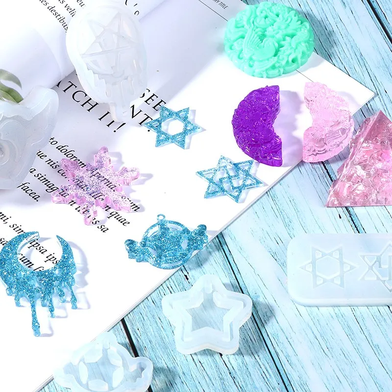 New Christmas Multi Shapes Snowflake Pendant Silicone Mold Hanging Epoxy Resin Mould For DIY Christmas Tree Decor Jewelry Making