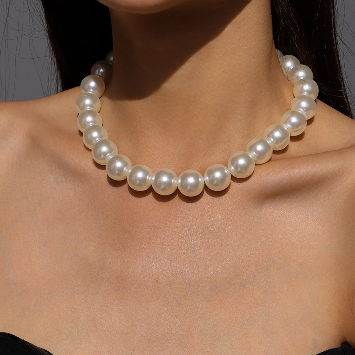 Pearls Necklace Statement Big White Imitation Pearl Choker Necklace Clavicle Chain Fashion Necklace For Women Wedding Jewelry