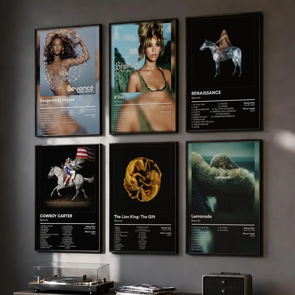 Pop R&B Singer B-Beyonce Painting Calligraphy Canvas Wall Art Prints for Living Room Bedroom Home Decor Gift