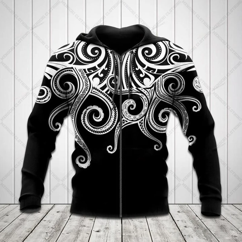 Custom Name Polynesia Pattern Zipper Hoodies Loose Unisex Oversize Sweatshirts Winter Casual Streetwear Tops Pullover