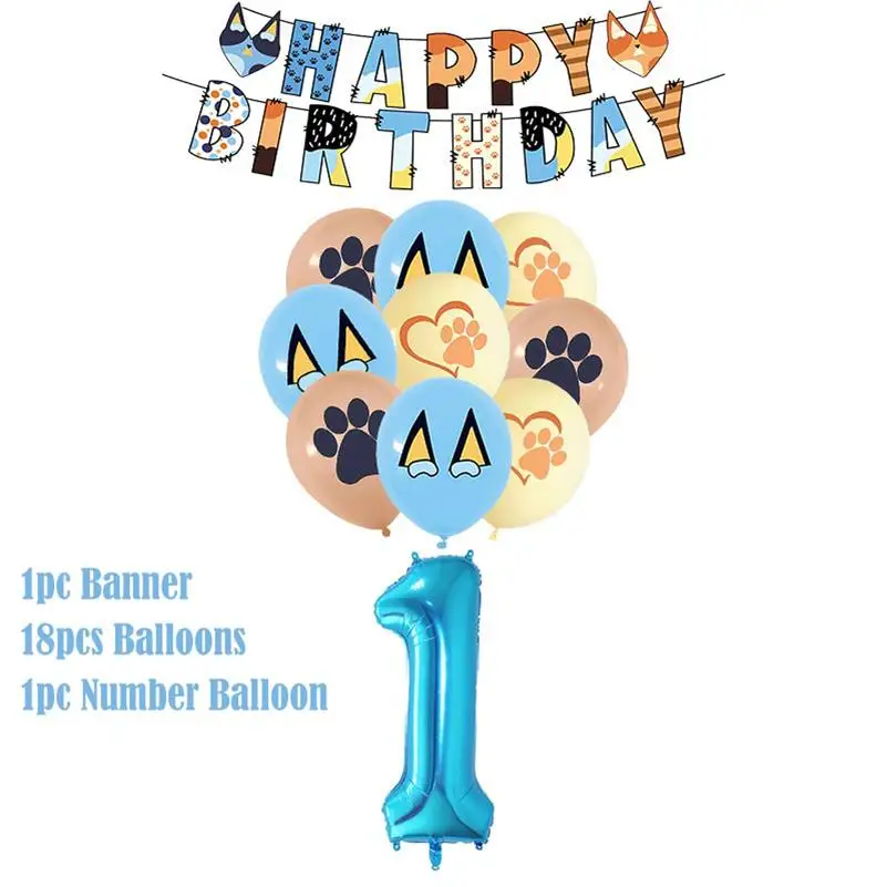 Nieuwe Cartoon Honden Verjaardagsfeestje Decoratie Volledige Set Kit Blauwe Hond Gelukkige Verjaardag Borden Servetten Kopjes Servies Levert Kid Favor