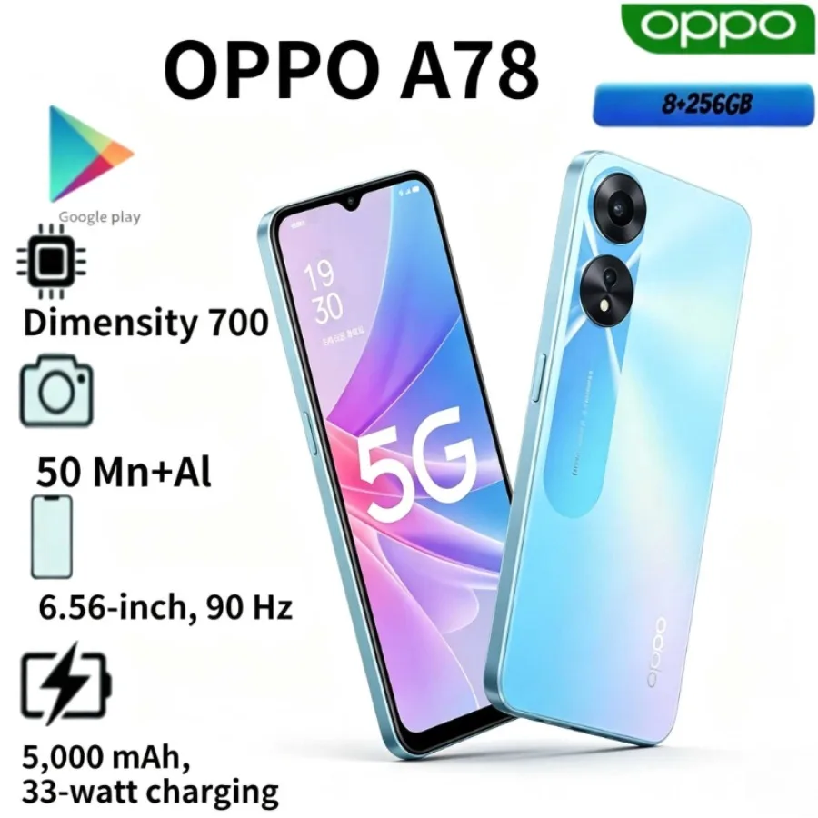 OPPO A78 2026 Edition Smartphone 6.5-inch AMOLED Display 8GB RAM 256GB Storage 67W Fast Charging Global Version