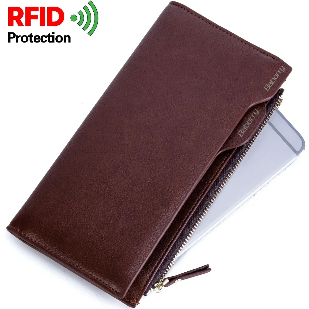 RFID Blocking Münz tasche Reiß verschluss Männer Brieftaschen männlich Geld Geldbörsen Luxus schlanke Männer lange Brieftasche Diebstahl schützen Dollar Preis Männer Brieftaschen