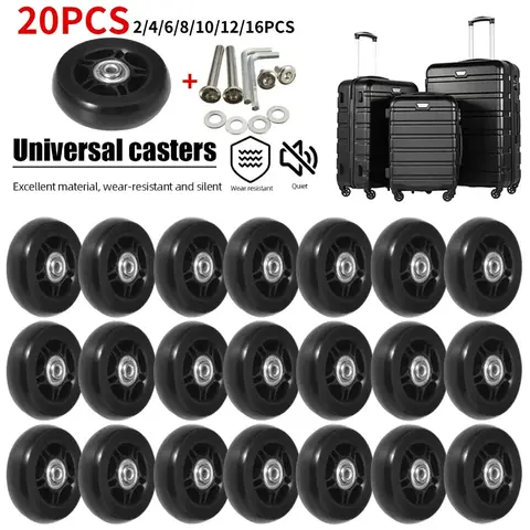 1 Pair Rubber Casters Mute Swivel Caster Wheels with Metal Bearings Axles Screw Trolley Case Wheels Wheels Bearings Repair Kits