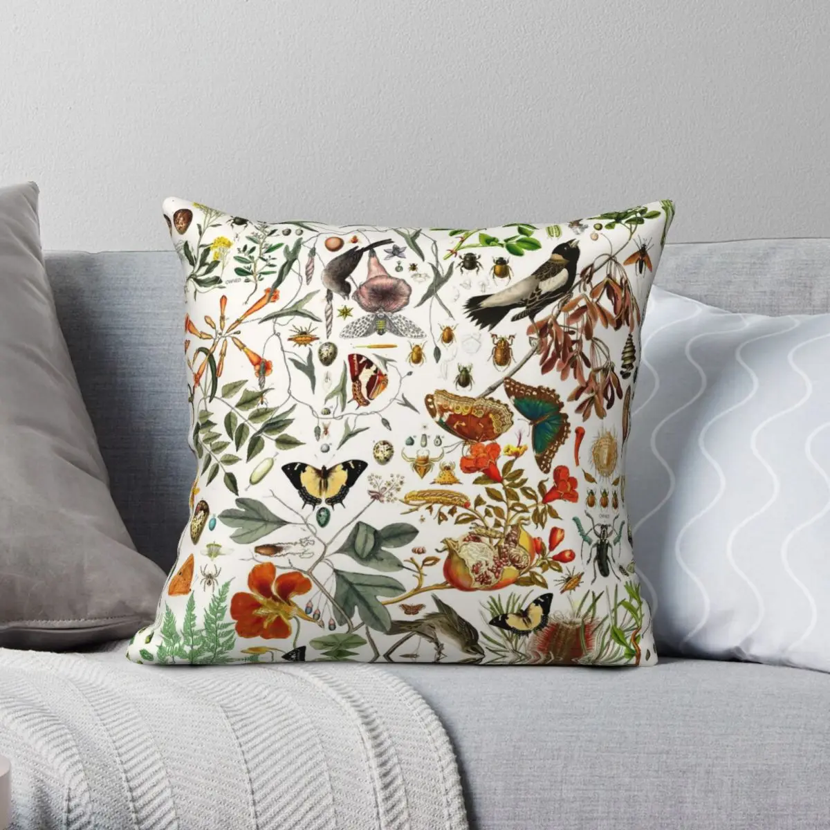 

Biology Nature Butterflies Flower Square Pillowcase Polyester Linen Velvet Printed Zip Decorative Throw Pillow Case Room Cushion