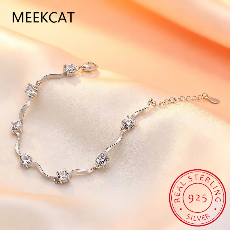Four Claw Round Natural Amethyst 925 Sterling Silver Twisted Wave Bracelet for Women Purple Gemstone Jewelry Pulseira De Prata