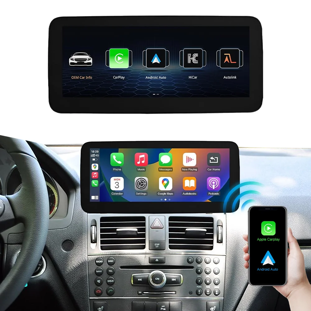 10.25''/12.3'' Wireless Carplay Android Auto For Mercedes Benz NTG4.0 G Linux Portable Touch Screen Head CD MP3 DVR TV W204