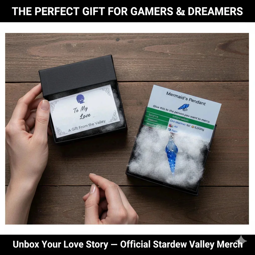 Official Stardew Valley Mermaid Necklace Blue Crystal Shell Cosplay Jewelry Gift view 5
