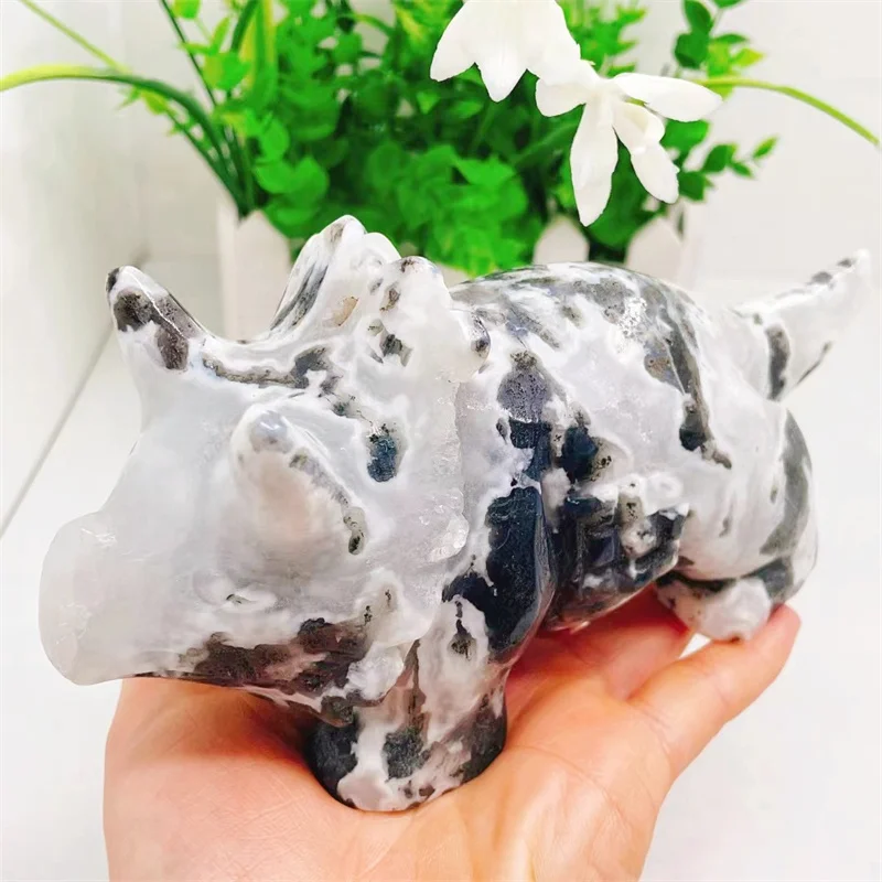 Natural Ocean Jasper Dinosaur Carving Room Decoration, Healing Crystal, Animal Figurine, Reiki Carved Stones, Gift, 1Pc