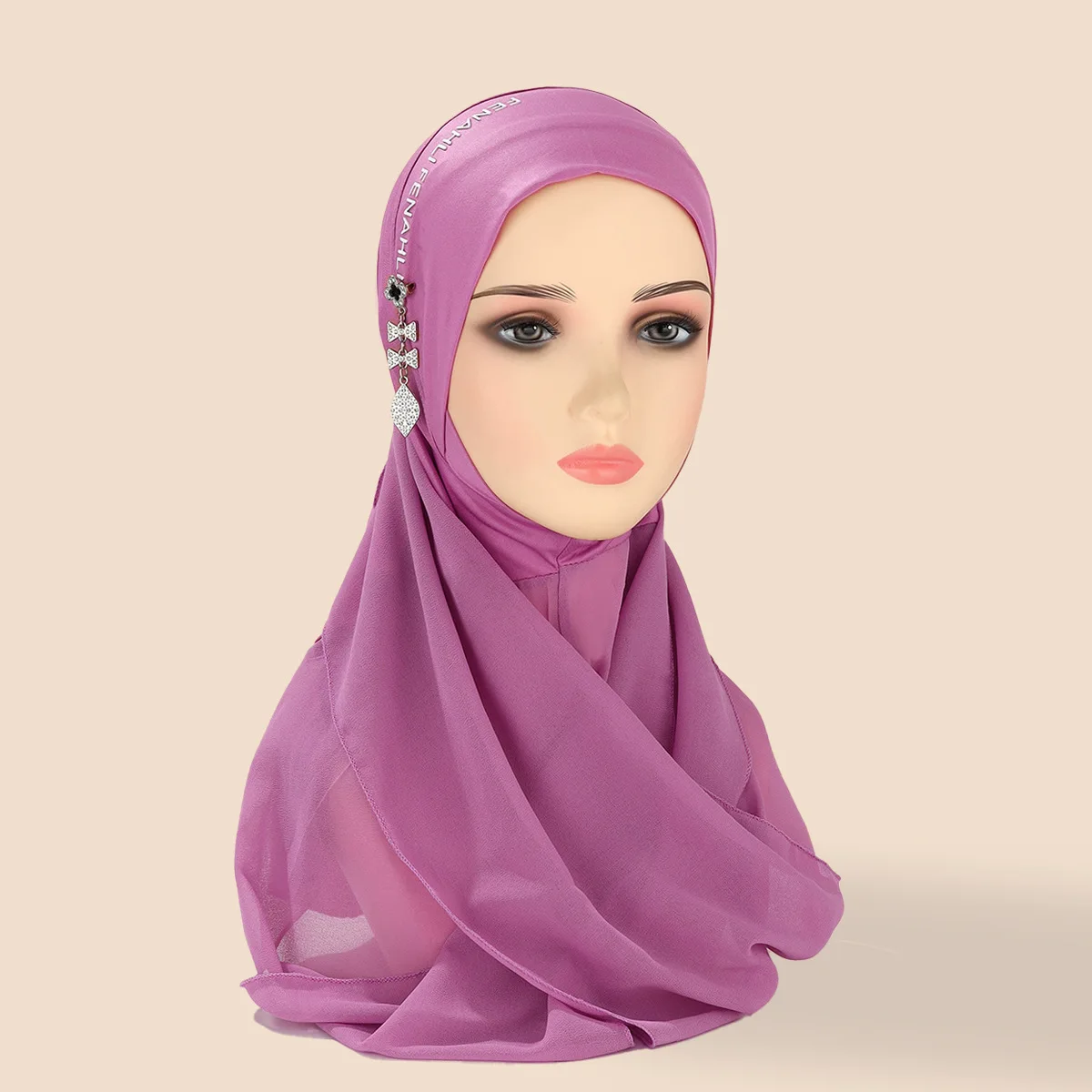 

Muslim Women Hat Hijab Chiffon Elegant Soft Solid Headscarf Hats Convenient Stretchy White Outdoor Working Headwear Cap Hijabs