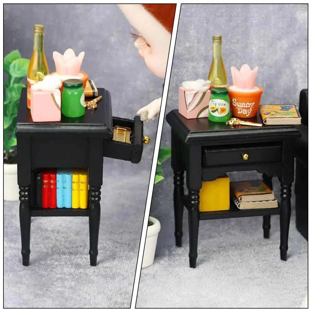 Mini Wooden Dollhouse Bedroom Decor Safe DIY Furniture Kids Arrangement Graduation Model Photo Props House Decoration
