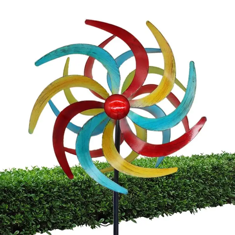 

Colorful Wind Spinner Anti Rust Wind Catcher With Metal Stakes Outdoor Flower Windmill Decoration For Patio Yard Lawn And Garden