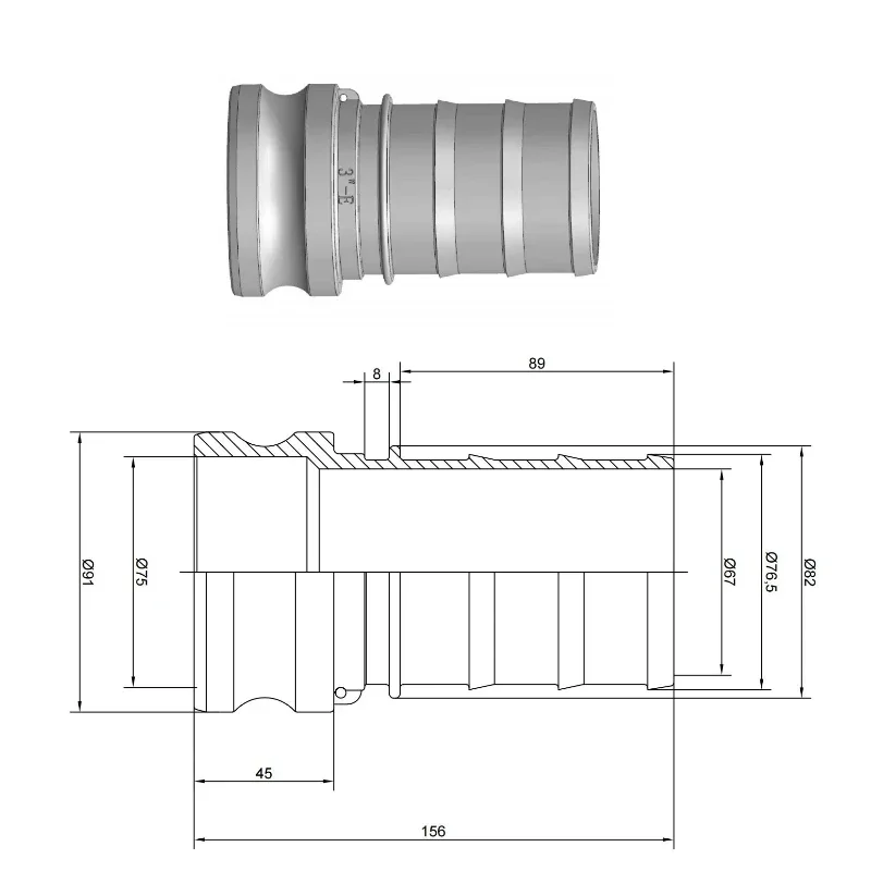 

3" DN80 Type E 304 Stainless Steel Hose Barbed Plug Quick Fitting Camlock Connector Cam and Groove Couplin