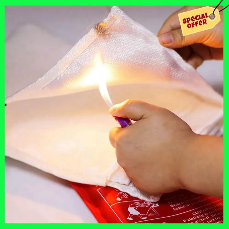 LBER 2X Fire Blanket Fiberglass Fire Emergency Blanket Flame Retardant Blanket Emergency Survival Safety Cover