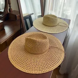 Hot Sell British Style Breathable Wide Brim Handmade Hat For Men Women Jazz Top Hat For Summer Vacation Panama Beach Sun Hat