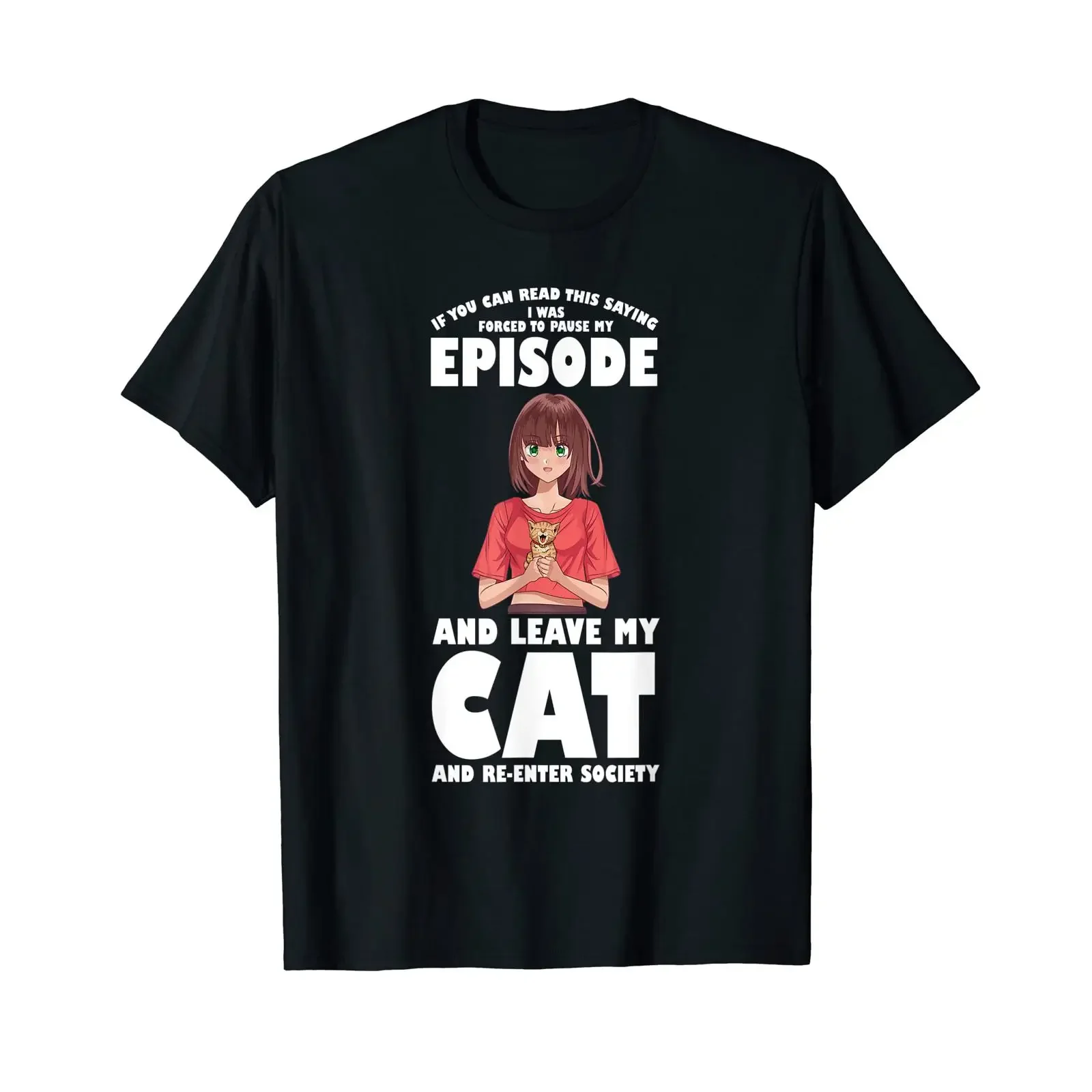 If You Can Read Episode and Leave Cat Anime Merch T Shirt black vintage Washed Comfortable Unisex Stylish Casual Breathable
