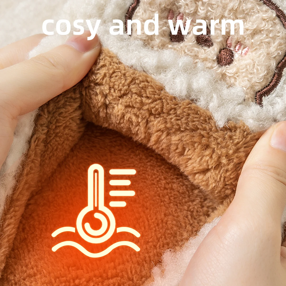 TZLDN Fashion Men's Slippers Winter Warm Cartoon Bear Lovely Indoor Soft Sole Non-slip Dormitory Causal Home Plush Shoes Couple image 4