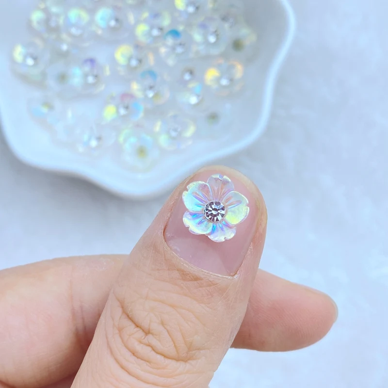 30pcs New Cute Mini Shiny Diamond Flower Nail Rhinestones Gems Glitter Nail Art Jewelry Manicure Nail Decoration Accessorie