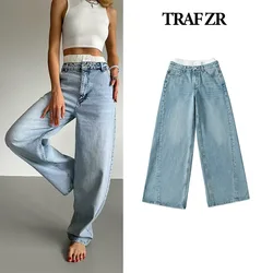 TRAF ZR Vintage Jeans Women 2024 Fashion Japanese 2000s Style Y2k New Rock Korean Popular Baggy Jeans Black Summer Jeans