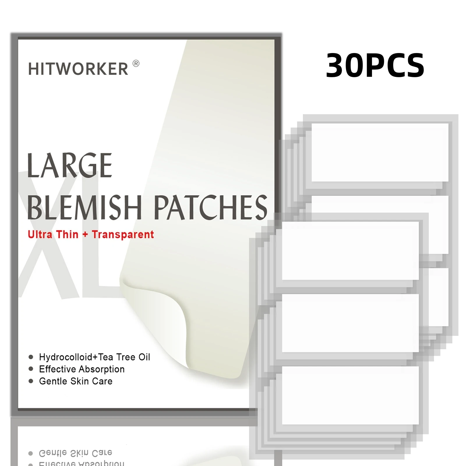 30pcs Large Size Hydrocolloid Acne Patches Customizable Anti-Blemish Treatment for Skin Care