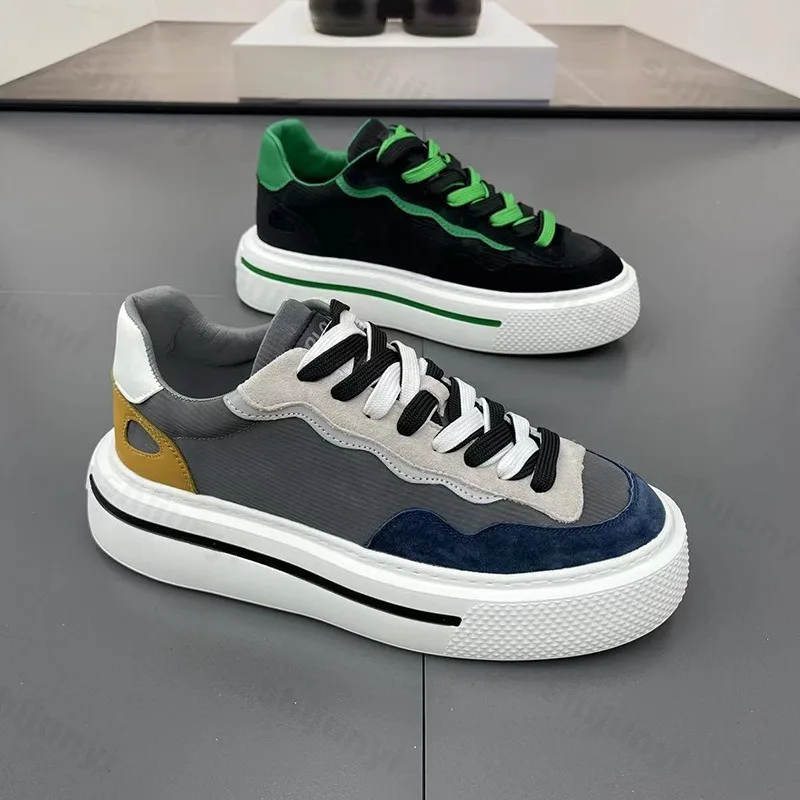 

Дышащие мужские кроссовки, осень 2024, новая модная повседневная обувь на шнуровке, увеличивающая рост, удобная уличная нескользящая обувь