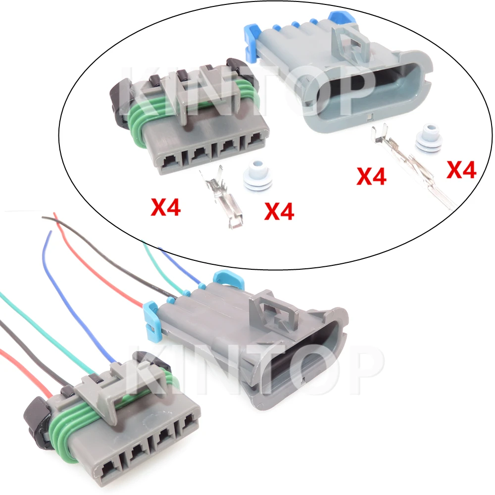 

1 Set 4 Pins Automobile Male Female Docking Waterproof Socket Starter For Buick 12129600 12129565 Car Blower Resistance Plug