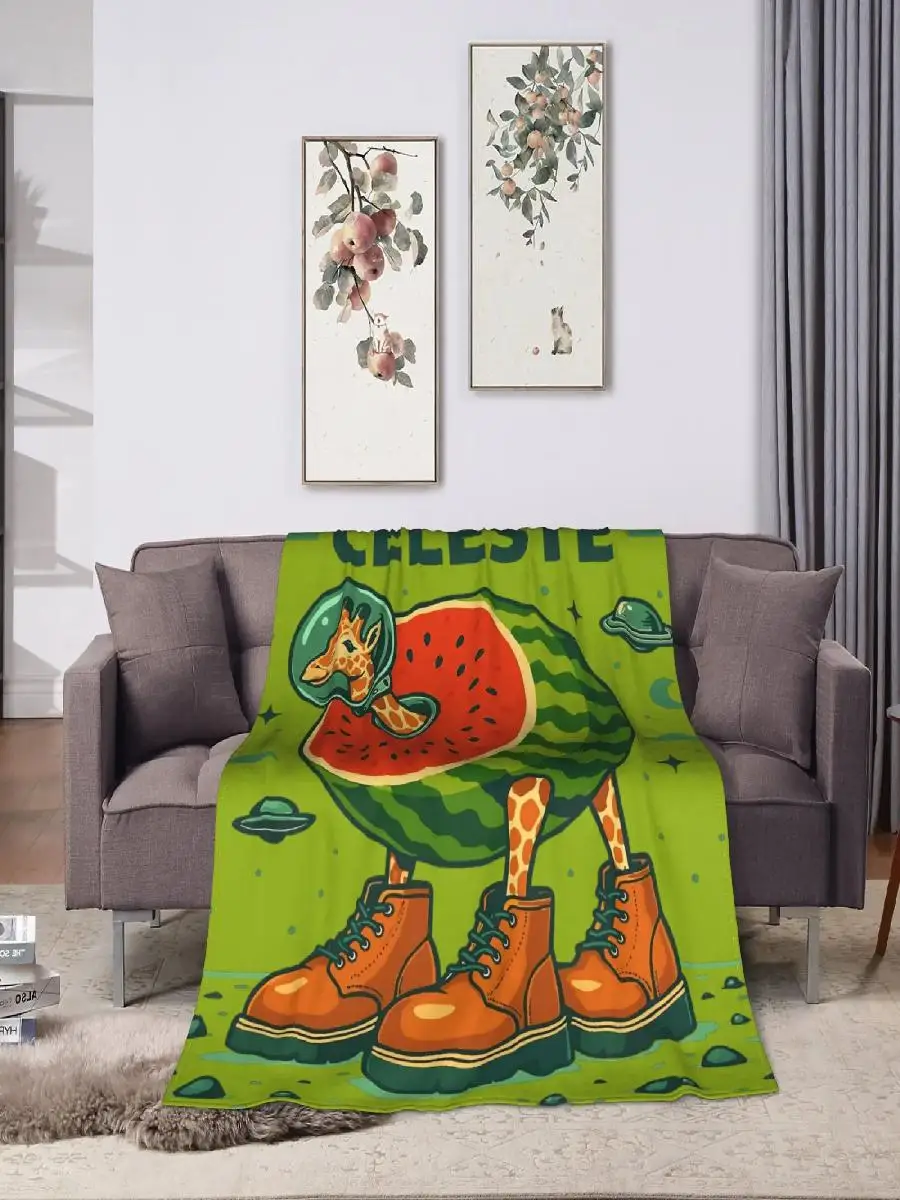 Manta duradera y acogedora con estampado de memes celestiales de jirafa, Franela suave, perfecta para viajes al aire libre