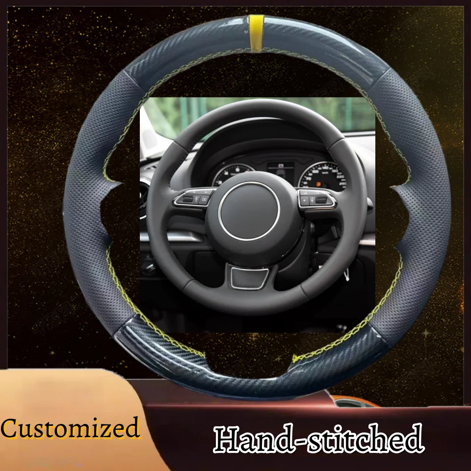 

Genuine Carbon Fiber Leather Hand-stitched Steering Wheel Cover For Audi A3 A4 A5 A6 A7 Allroad RS S6 S7 S8 Car Accessories