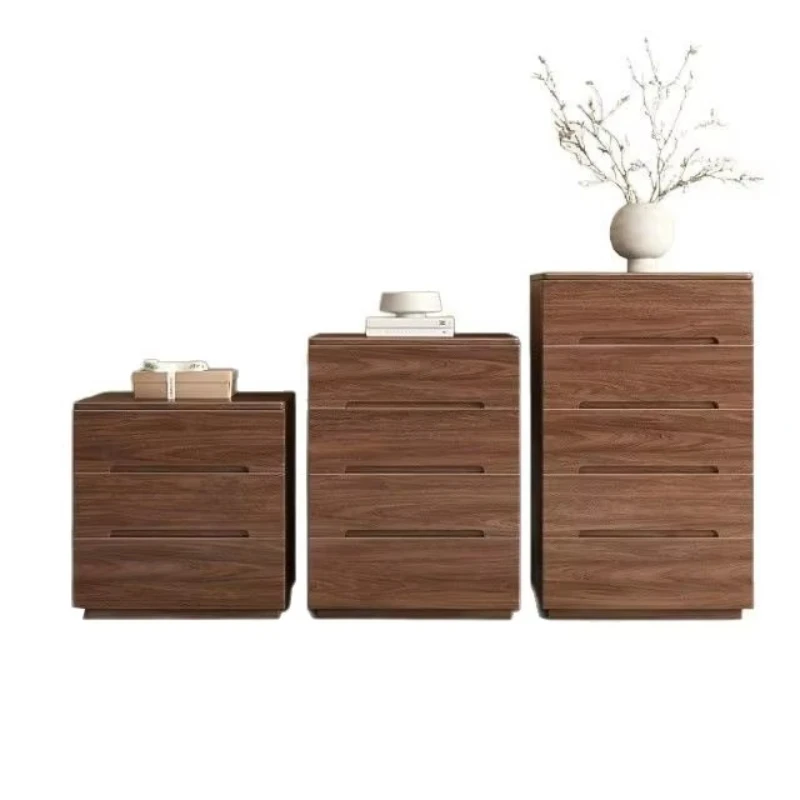 Modern minimalist black walnut living room locker chest of drawers