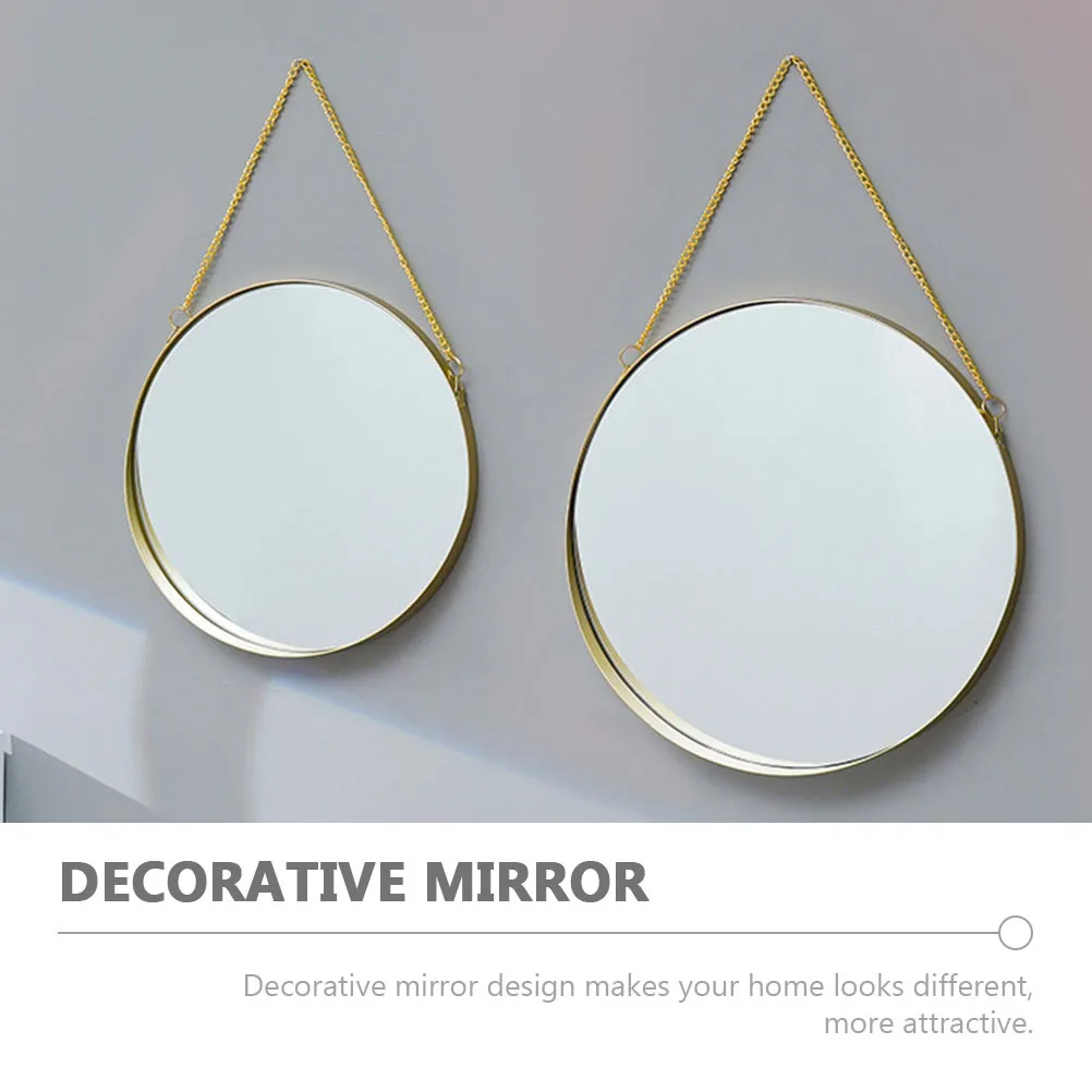 

Punch Free Hanging Mirror Round Bathroom Makeup Mirror Nordic Style Decorative for Living Room Dormitory Office
