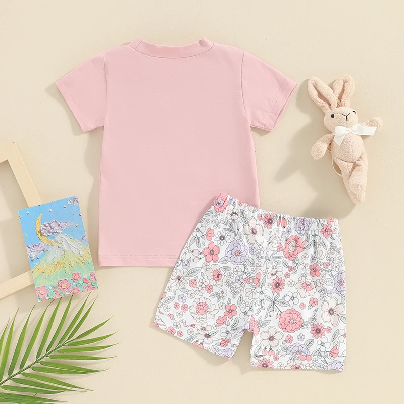 Baby Girl Easter Outfit Short Sleeve Bunny Tshirt Shoutout To My Chicks Top Carrot Floral Shorts Summer Clothes