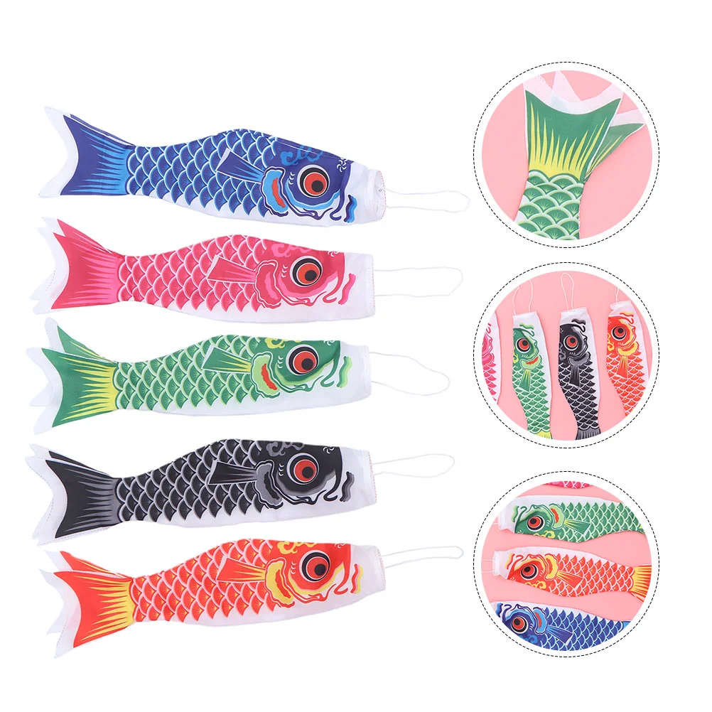 5 Pcs Carp Streamer Hanging Flag Flags Decorative Wind Direction Windsock Outdoor Japanese