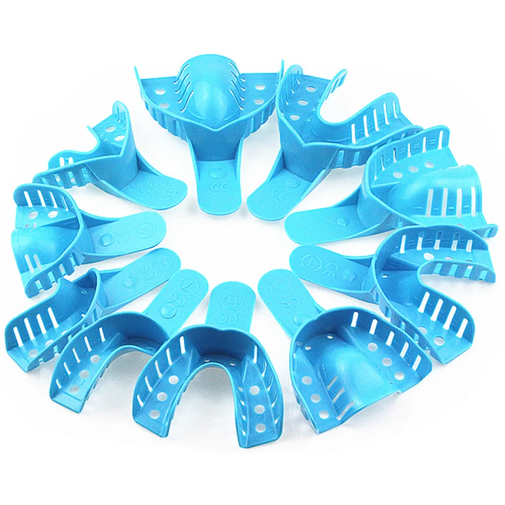 

10Pcs/Set Disposable Plastic Dental Impression Trays Adult And Children Central Materials Teeth Holder Oral Care Dentistry Tools