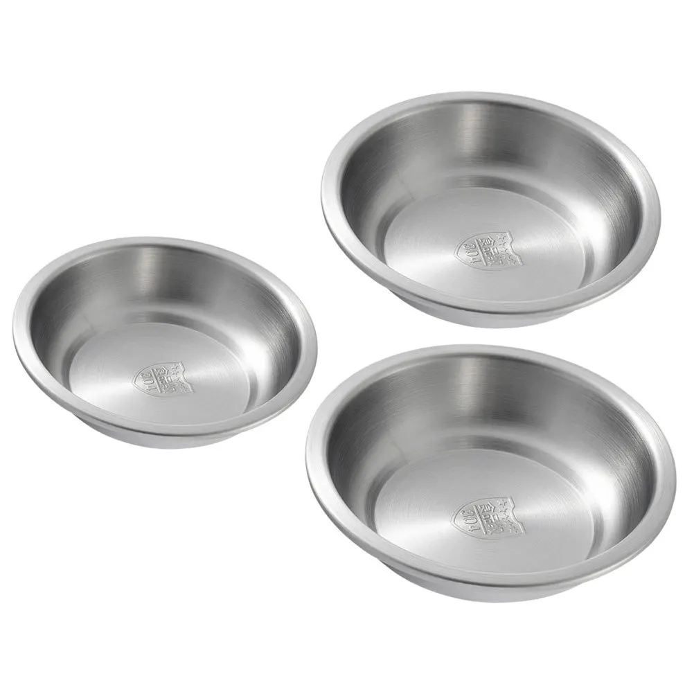 

3Pcs Stainless Steel Round Plate Metal Breakfast Dish Snack Tray Camping Dinnerware Metal Dish Dinner Plate
