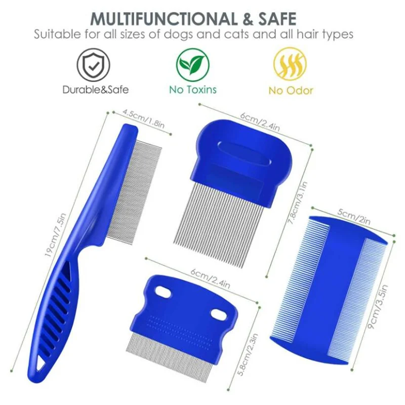 Set 4 Buah Sisir Hewan Peliharaan Sikat Deshedding Pijat Bersih untuk Anjing Kucing Kutu Kontrol Produk Perawan Rambut Sikat Jas Hujan Anjing