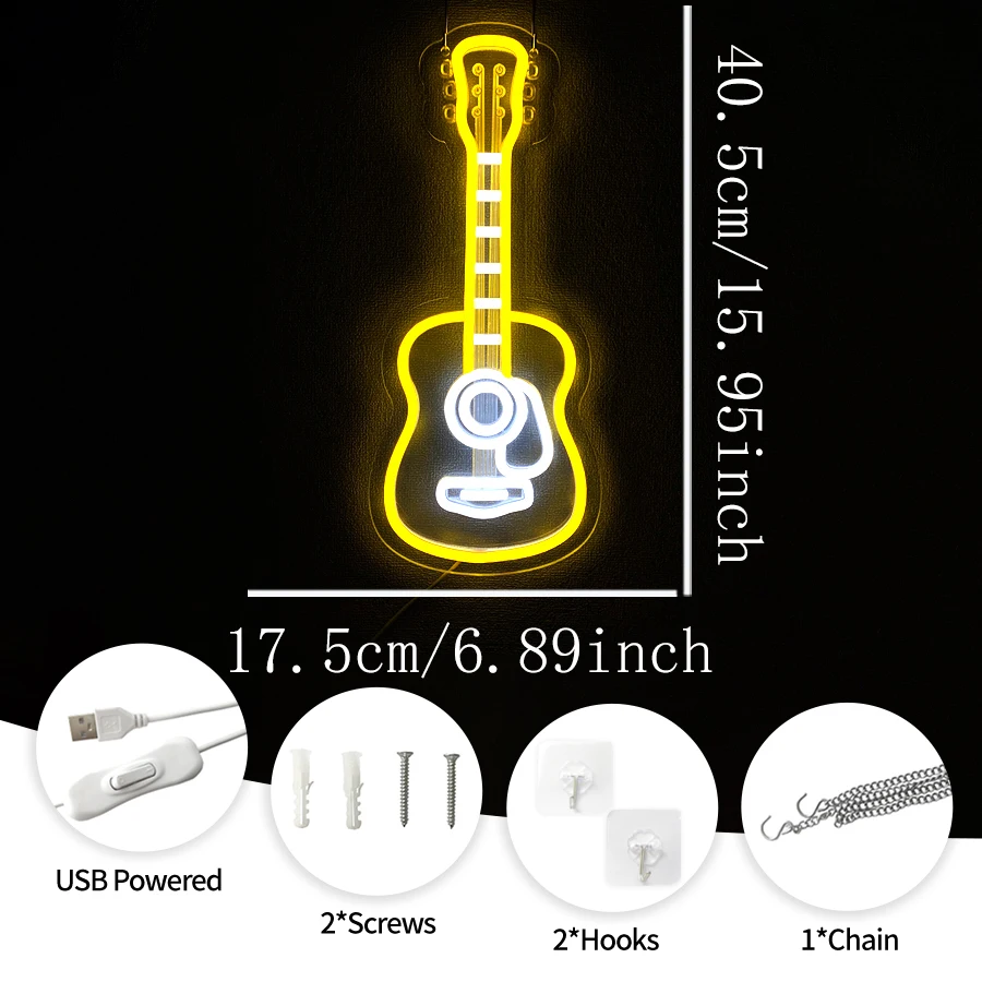 Ukulele Neon Sign For Wall Decor,Light Up Sign For Bedroom,Living Room,Man Cave,Party,Music Studio Decor,Gift For Music Lovers