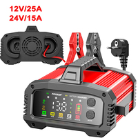 12V/25A 24V/15A Car Battery Charger Smart Fast Charge AGM Deep Cycle EFB GEL Lead-Acid Charger For Auto Motorcycle