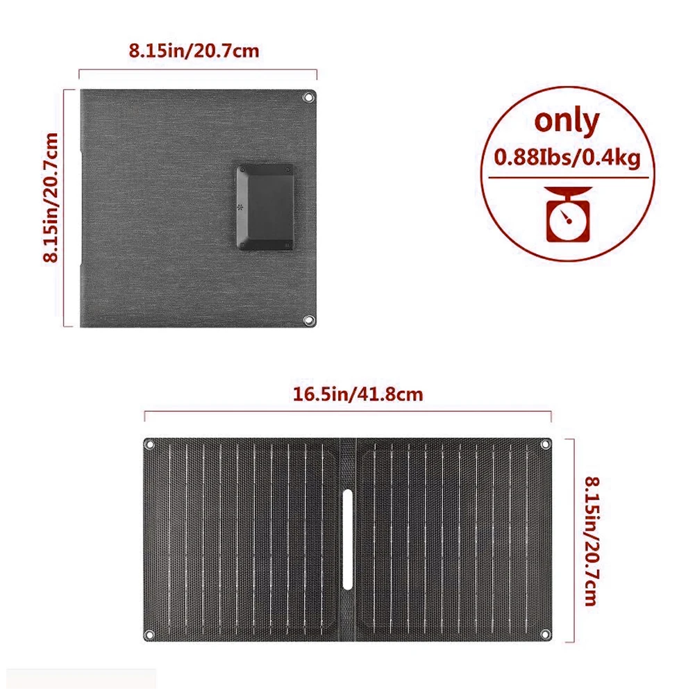 24W Portable Solar Panel Waterproof Camping Solar Panel Charger Folding Solar Charger for Outdoor Camping Phone Charger