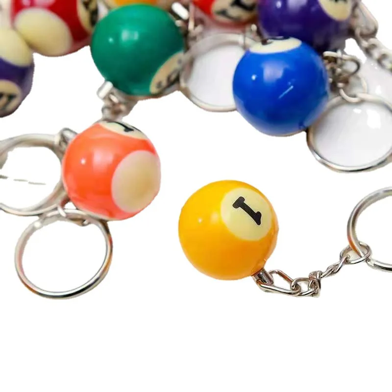 25mm Lucky Differet Color Billiard Ball KeyChain Gifts Snooker Table No. 8 Black Ball Key Rings Snooker Cue Accessories